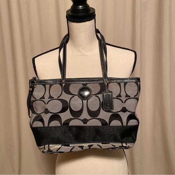 Classic Black and Gray Coach Bag - Picture 1 of 9
